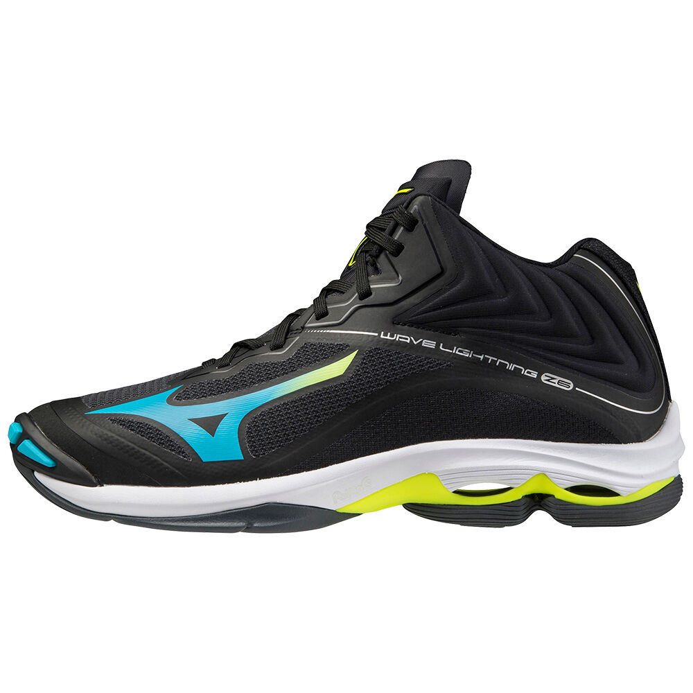 Panske Volejbalove Tenisky Mizuno Wave Lightning Z6 Mid Čierne/Modre Tyrkysové/Žlté Vypredaj ALPV529